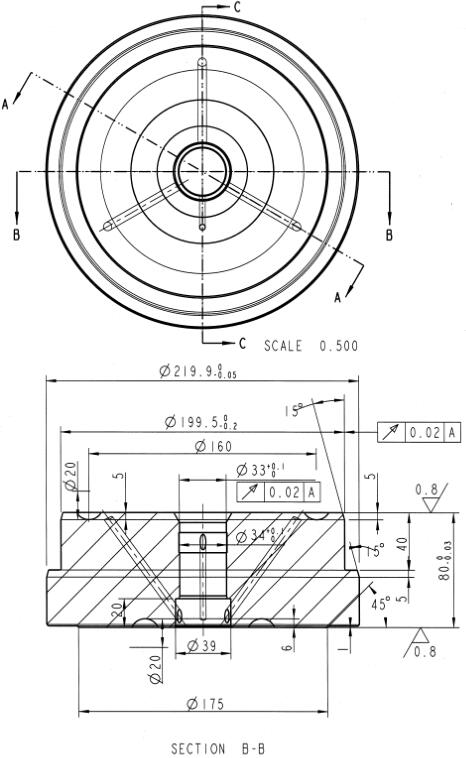 凹模上電控鍛件加工外協(xié) 圖紙1